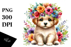 Cute Puppy with Flower Crown, 20 oz Tumbler Product Image 1
