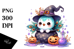 Halloween Peacock with Witch Potion PNG Product Image 1