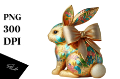 Colorful Vintage Sitting Bunny PNG Product Image 1