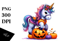 Halloween Unicorn Pumpkin | Sublimation | Clipart Product Image 1