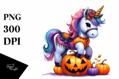 Halloween Unicorn Pumpkin | Sublimation | Clipart Product Image 1