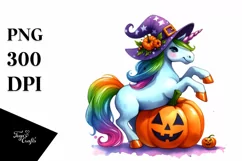Halloween Unicorn Pumpkin | Sublimation | Clipart Product Image 1