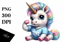 Cute Baby Unicorn as Johny Bravo | Clipart Product Image 3