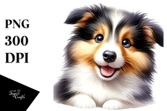 Watercolor Baby Collie with Big Eyes PNG Product Image 1
