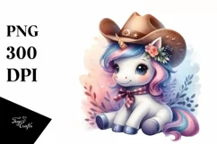 Baby Unicorn with Cowboy Hat | Clipart Product Image 1