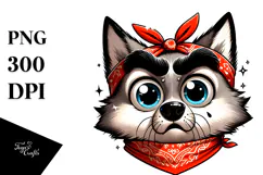 Goofy Cartoon Wolf Bandana PNG Product Image 1