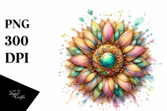 Glossy Wooden Sunflower PNG Product Image 1
