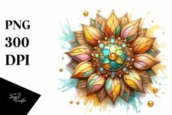 Detailed Stained Sunflower PNG Product Image 1