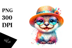 Cute Baby Otter Sun es | Sublimation Clipart Product Image 1