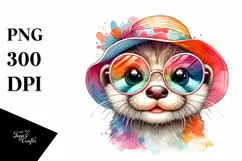 Cute Baby Otter Sun es | Sublimation Clipart Product Image 1