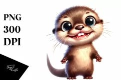 Baby Otter with Big Eyes Standing | Sublimation Clipart Product Image 3