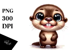 Baby Otter with Big Eyes Standing | Sublimation Clipart Product Image 1