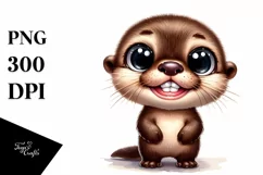 Baby Otter with Big Eyes Standing | Sublimation Clipart Product Image 3