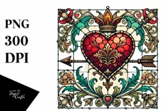 Vintage Stained Heart with Arrow, Transparent PNG Product Image 1
