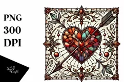 Vintage Stained Heart with Arrow, Transparent PNG Product Image 1