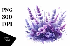 A Glossy Lavender Clipart with Watercolor Splash Product Image 3