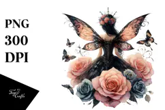Gothic Fairy on Flower PNG Product Image 1