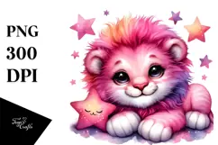 Cute Resting Pink-ish Lion PNG Product Image 1