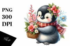 Detailed Cute Baby Penguin with Flowers Product Image 3