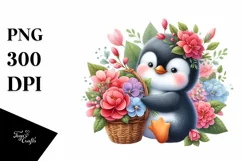 Detailed Cute Baby Penguin with Flowers Product Image 3