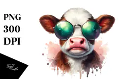 Funny Baby Cow with Disgusted Face PNG Product Image 1