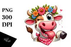 Goofy Cartoon Cow Pure PNG Product Image 1