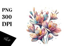 Stained Freesia Watercolor PNG Product Image 1