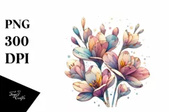 Stained Freesia Watercolor PNG Product Image 1