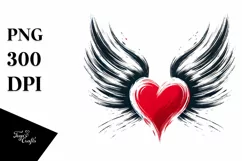 Simple Heart with Wings, High-Res PNG Product Image 1