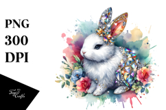 Colorful Diamond Bunny with Golden Insertions, Watercolor Product Image 1