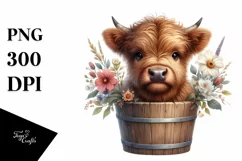Watercolor Cute Baby Cow PNG Product Image 1