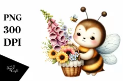 Baby Bee with Foxglove Bouquet | Sublimation | Clipart Product Image 3