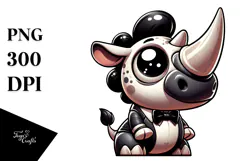 Goofy Cartoon Rhino with Bow Tie PNG Product Image 1