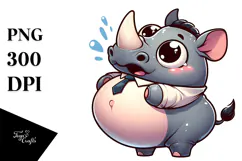 Goofy Cartoon Rhino with Bow Tie PNG Product Image 1