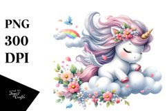 Colorful Baby Unicorn Tumbling with Spring Petals | Clipart Product Image 3
