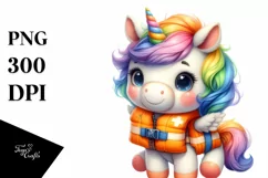 Cute Baby Unicorn with Life Vest Product Image 1