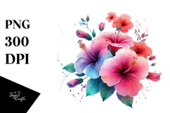 Hibiscus Watercolor Splash PNG Product Image 1