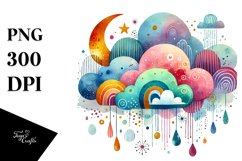 Very Simple Colorful Whimsical Cloud PNG Product Image 1