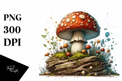 Wooden Mystical Mushroom PNG Product Image 1