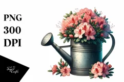 Detailed Watering Can with Azalea Clipart Product Image 3