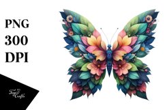 Abstract Vibrant Butterfly with Flowers PNG Product Image 3