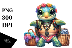 Cute Baby Turtle with Beachwear, Transparent PNG Product Image 1