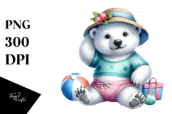 Baby Polar Bear in Beachwear PNG Product Image 1