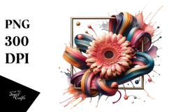 Glossy Gerbera in Frame PNG Product Image 1