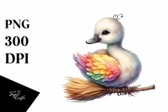Colorful Baby Swan Broom | Sublimation | Clipart Product Image 1