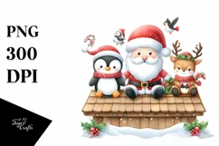 Santa and Friends on Rooftop PNG Product Image 1