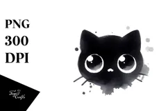 Funny Black Cat Digital Painting PNG Product Image 1
