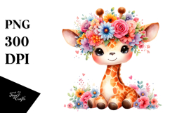 Cute Giraffe Flower Crown Clipart Product Image 1