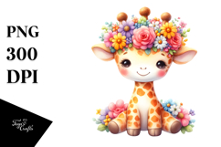 Cute Giraffe Flower Crown Clipart Product Image 1