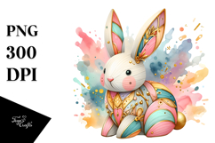 Colorful Pastel Bunny Made of Wood PNG Product Image 1